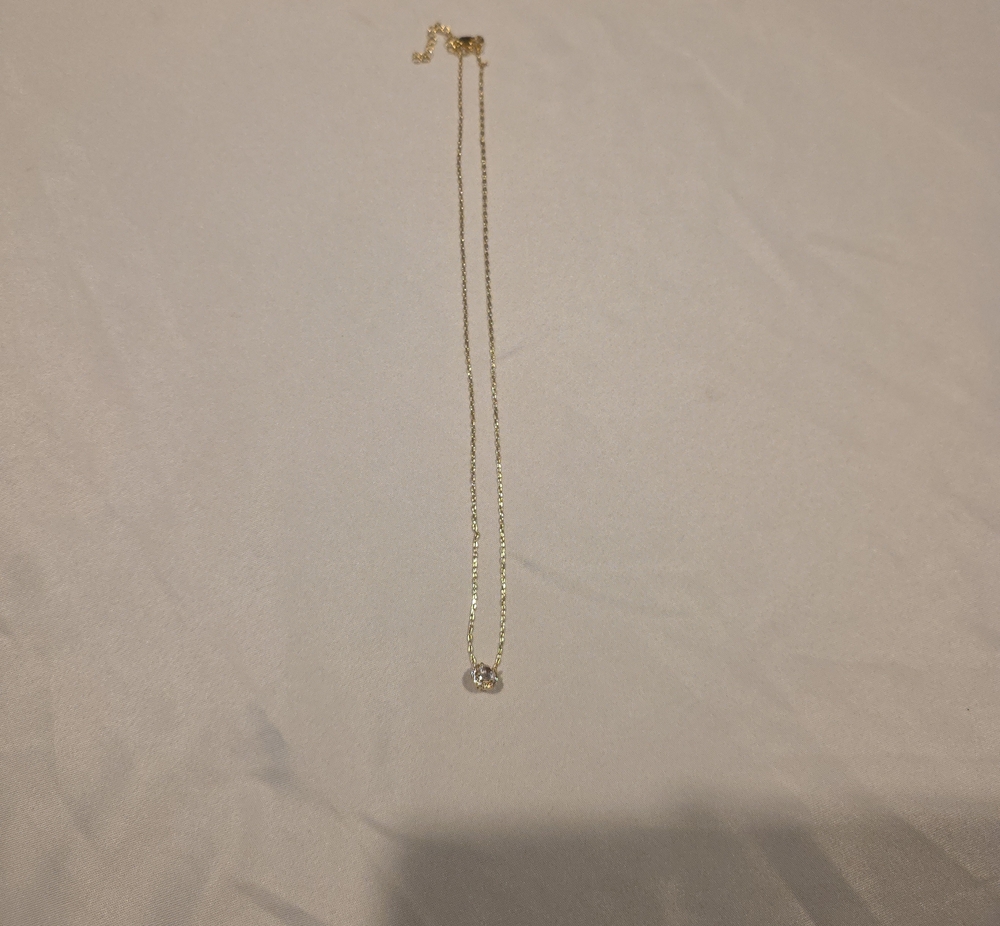 Gold Chain Necklace with Clear Crystal Pendant